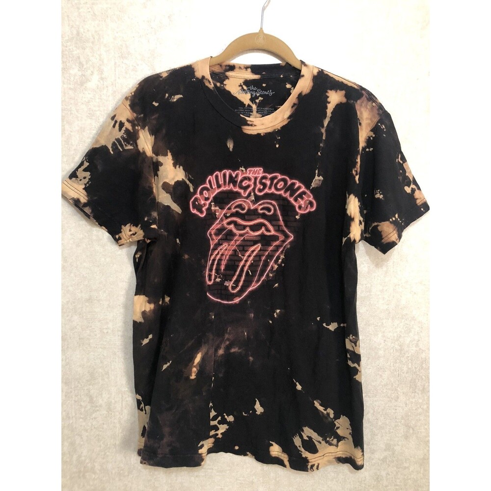 Officially Licensed Rolling Stone DK BrownTie Dye T-Shirt Brick Wall Sz L EUC